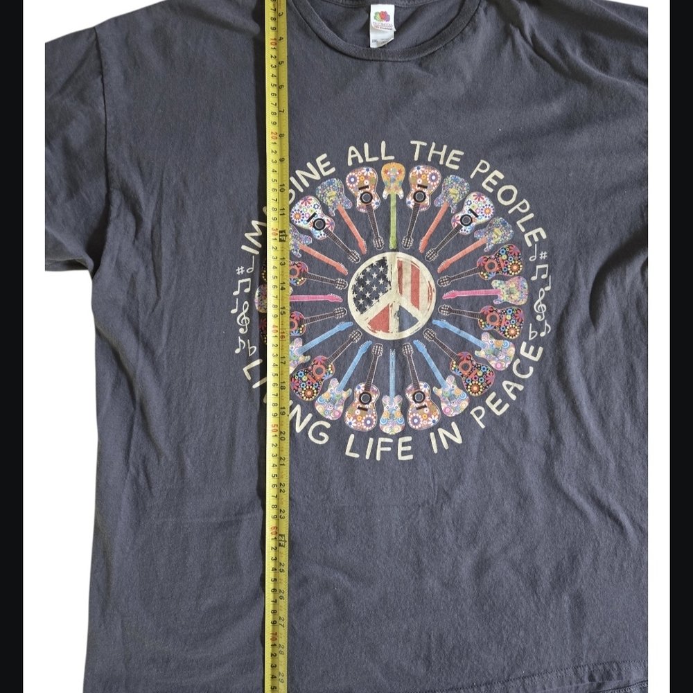Fruit of the Loom Black cotton "Imagine All the People" graphic tee Size 2XL - Picture 3 of 6